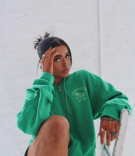 The Palm Zip Up Green